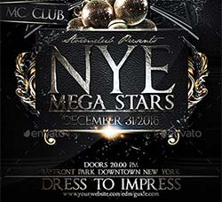 新年明星派对海报/传单模板：NYE Mega Stars